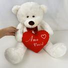 Urso De Pelúcia Grande Com Coração Bicho 50cm Macio Cores