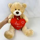 Urso De Pelúcia Grande Com Coração Bicho 50cm Macio Cores