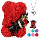 Urso de pelúcia K KYMAKE de rosas com buquê para mãe
