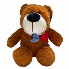 Urso de Pelúcia Marrom-escuro com Coração e Gravata Azul 20cm