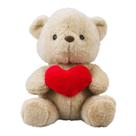 Urso de Pelúcia Marrom Sentado Com Coração 19cm