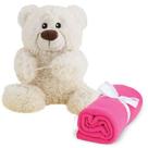 Urso de Pelúcia Naninha com Cobertor Pink 25 cm Antialérgico