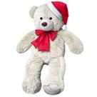 Urso de Pelúcia Natalino Com Gorro E Laço 50cm Presente De Natal Urso de Pelúcia Natalino Com Gorro E Laço 50cm Presente De Natal