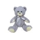 Urso de Pelúcia Pernas Longas Cinza Com Laço Fofo Decoração