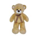Urso de Pelúcia Pernas Longas Fizzy Toys Bege 73cm com Laço Xadrez