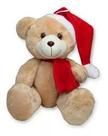 Urso de Pelúcia Sentado Marrom com Gorro - 20cm