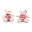 Urso de Pelúcia Xadrez Vermelho e Branco 25cm - 1 Unidade