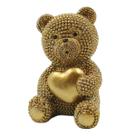 Urso Decorativo Dourado com Brilho - Sofisticação em Resina 6x6cm.