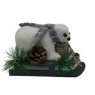 Urso Enfeite de Natal Branco com Trenó 15cm