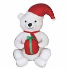 Urso Inflável de Natal Iluminado Veludo Natalino Decoração Efeite com Presente e Iluminação Decoração Loja