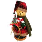 Urso Natalino em Pé Com Árvore de Natal 48x22cm Fibra/Tecido Xadrez. Urso Natalino em Pé Com Árvore de Natal 48x22cm Fibra/Tecido Xadrez.
