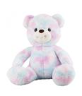 Urso Pelúcia Colorido Azul e Lilás Sentado 20cm