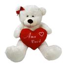 Urso Pelúcia com Coração Vermelho Amo Você Amor em Forma de Urso 28cm Sentado
