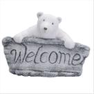 Urso Polar Cerâmica Nevado Welcome Enfeite Natalino 10cm