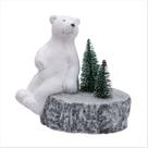Urso Polar Enfeite em Cerâmica com Mini Árvore Nevada 17cm