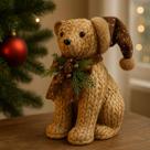 Urso Sentado Palha 29cm Decorativo Natal Enfeite Rústico Adorno com Ramos Decoração Urso Sentado Palha 29cm Decorativo Natal Enfeite Rústico Adorno com Ramos Decoração