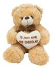 Urso Sentado Te Amo Mais Que Chocolate 21cm - Pelúcia