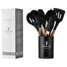 Utensílio Cozinha Silicone Espátulas, Colheres Kit 12 Peças Preto