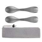 Utensílio de acampamento OUTXE Titanium 2 em 1, garfo e colher, pacote com 2