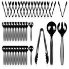 Utensílios de servir descartáveis de plástico Dualshine 48 unidades pretos Utensílios de servir descartáveis de plástico Dualshine 48 unidades pretos