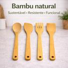 Utensílios em Bambu 4 Peças 29 cm, Leves, Resistentes e Ideais para Panelas Antiaderentes