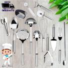 Utensílios para Cozinha Aço Inoxidável Multiuso Escumadeira Concha Pegador de Massa Fue Amassador