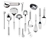Utensílios para Cozinha Kit Completo Aço Inoxidável Multiuso Jogo Colher Escumadeira Concha Pegador de Massa Fue Amassador e Garfo