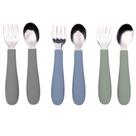 Utensílios para crianças WeeSprout 3 garfos e 3 colheres de aço inoxidável