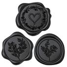 Uwilowe, 60 peças de adesivos de cera preta, 3 designs, 3 cm