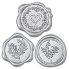 Uwilowe, 60 peças de adesivos Silver Wax Seal, 3 designs, 3 cm Uwilowe, 60 peças de adesivos Silver Wax Seal, 3 designs, 3 cm