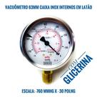Vacuômetro D.63mm (2.1/2 ) - Escala -30 Inhg X -760 Mmhg