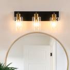Vaidade de banheiro Chosenior Black 3 Light com vidro transparente