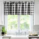 Valance Hiasan Buffalo Xadrez Preto e Branco 52x45cm - 1 painel