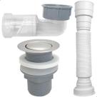 Válvula Click 40mm Abs E Sifão Pia Automatico Antiodor Antiinsetos Sanfonado Tubo de Drenagem Flexível Kit Ralo Pia 1 ¼ Banheiro Lavatório