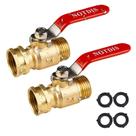 Válvula de corte de mangueira de jardim de latão, pacote com 2 conectores 3/4 GHT Válvula de corte de mangueira de jardim de latão, pacote com 2 conectores 3/4 GHT