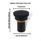 Válvula de Saída D'água Click - Clack Estilo Docol Lavatorio 7/8 Metal Preto Fosco