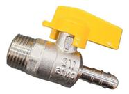 Válvula Gás Esfera Reta 1/2 Npt Macho X 3/8 Bm
