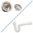 Valvula inox para pia e cozinha 3 1/2 com sifao flexivel