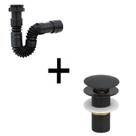 Válvula Ralo Click Preto Fosco Lavatório 7/8 + Sifão Black Válvula Ralo Click Preto Fosco Lavatório 7/8 + Sifão Black
