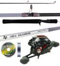 Vara Albatroz New Diamond 1,68m 6-12lbs + Carretilha + Linha Multifilamento (Ref. 21)