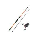 Vara de Pesca Duas Partes Para Carretilha 1,80 Fibra de Vidro Ultra Light Fluorescente + Carretilha WS-TB713