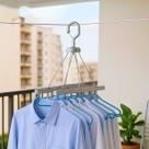 Varal Cabideiro 8 Cabides Colorido para Camiseta Multiuso e Compacto Para Apartamento Portátil Azul