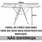 Varal de Chão 100 % Inox + Kit 20 Prendedores Inox