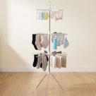 Varal de Chão 3 Andares Vertical Grande Retrátil para Apartamento Roupa Slim Dobrável Aço Portátil APT Compacto