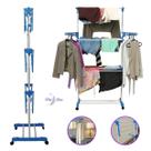 Varal de Chão Dobrável 3 Andares com Rodinhas Azul Claro Day Luna Portátil Prático para Apartamento Casa