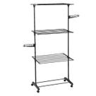 Varal De Chão Preto 3 Andares Dobrável Vertical Roupas Cor Compacto Prático 160cm Lavanderia casa