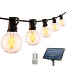 Varal de Luzes Gambiarra Solar Cordão Externo 5m 8 Lâmpadas LED Filamento Luz Amarela 2700K Acompanha Controle Remoto