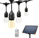 Varal de Luzes Solar Cordão Externo 8 Lâmpadas LED Filamento Luz Amarela 2700K 5m com Controle Remoto