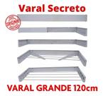 Varal De Parede 120 Cm 7 Varetas Alumínio Reforçado Retratil