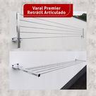 Varal de parede articulado aluminio natural 50 cm premier bitenfer varais